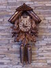 MCC cuckoo-clock 8-day with hipped roof, oak leaves and birds